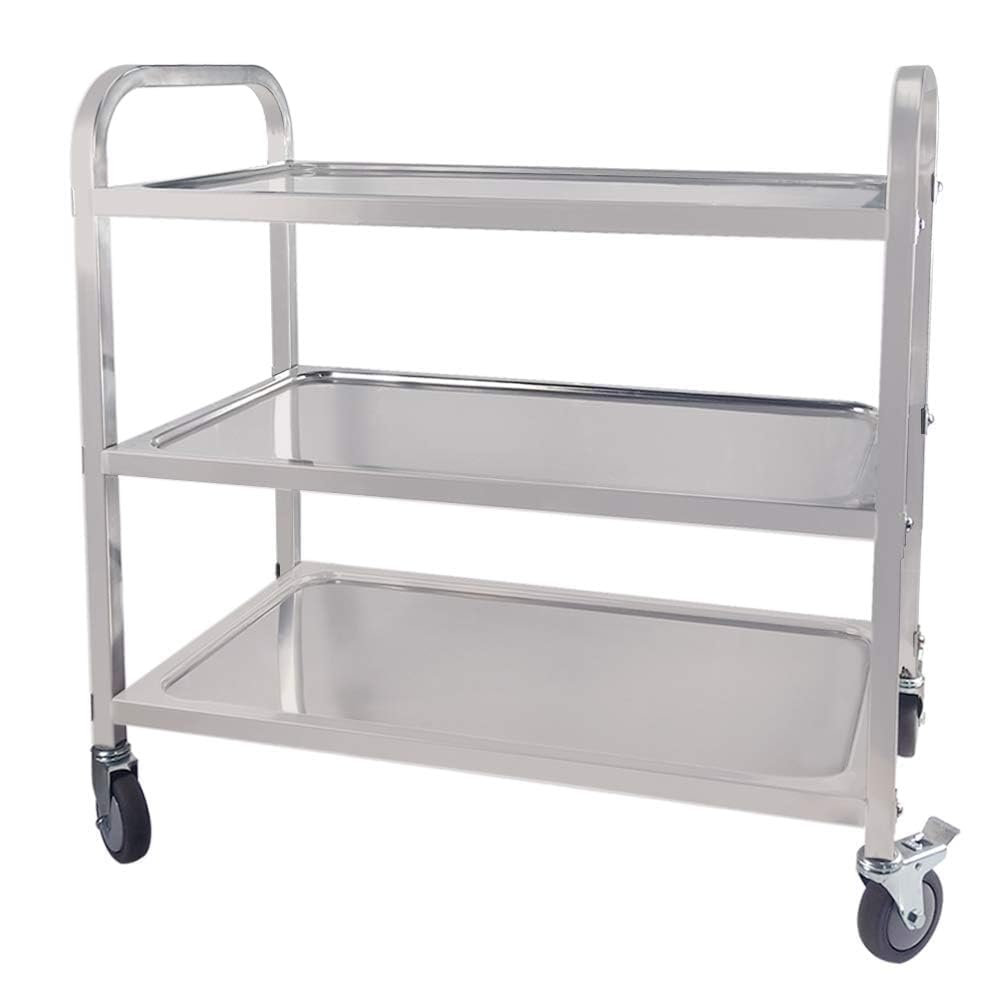 TAIMIKO - Carrello da cucina a 3 ripiani, in acciaio inox, Acciaio inossidabile, 950x500xH950MM