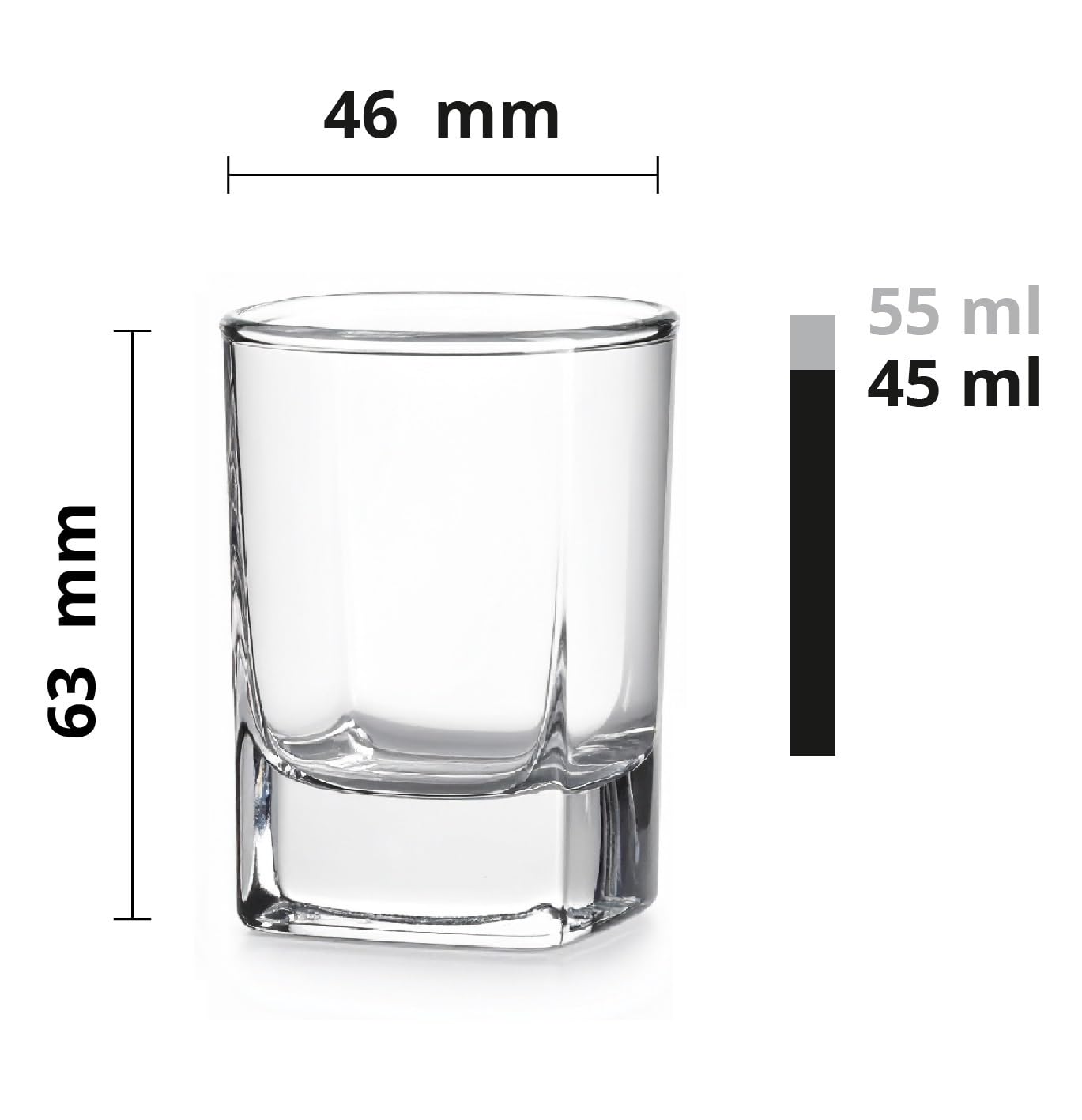 Glasmark KROSNO 1992 Kieliszki do szotów z ciężkim dnem, zestaw 12 sztuk, 55 ml, przezroczyste, nadają się do mycia w zmywarce