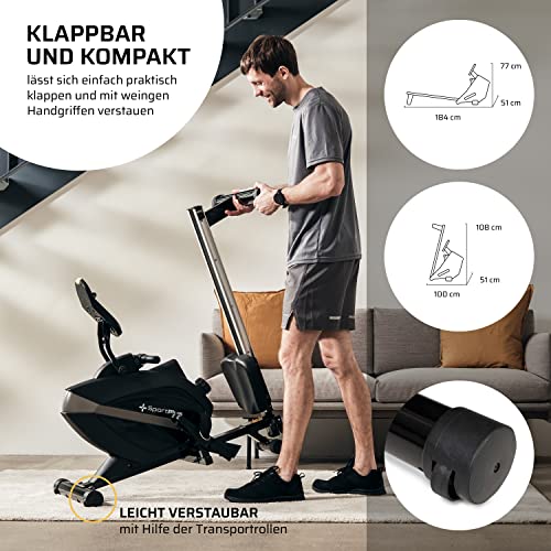 SportPlus | Rudergerät für zuhause| Designed in Germany, klappbar, leises Magnetbremssystem, 8 Widerstandsstufen… – Bild 5