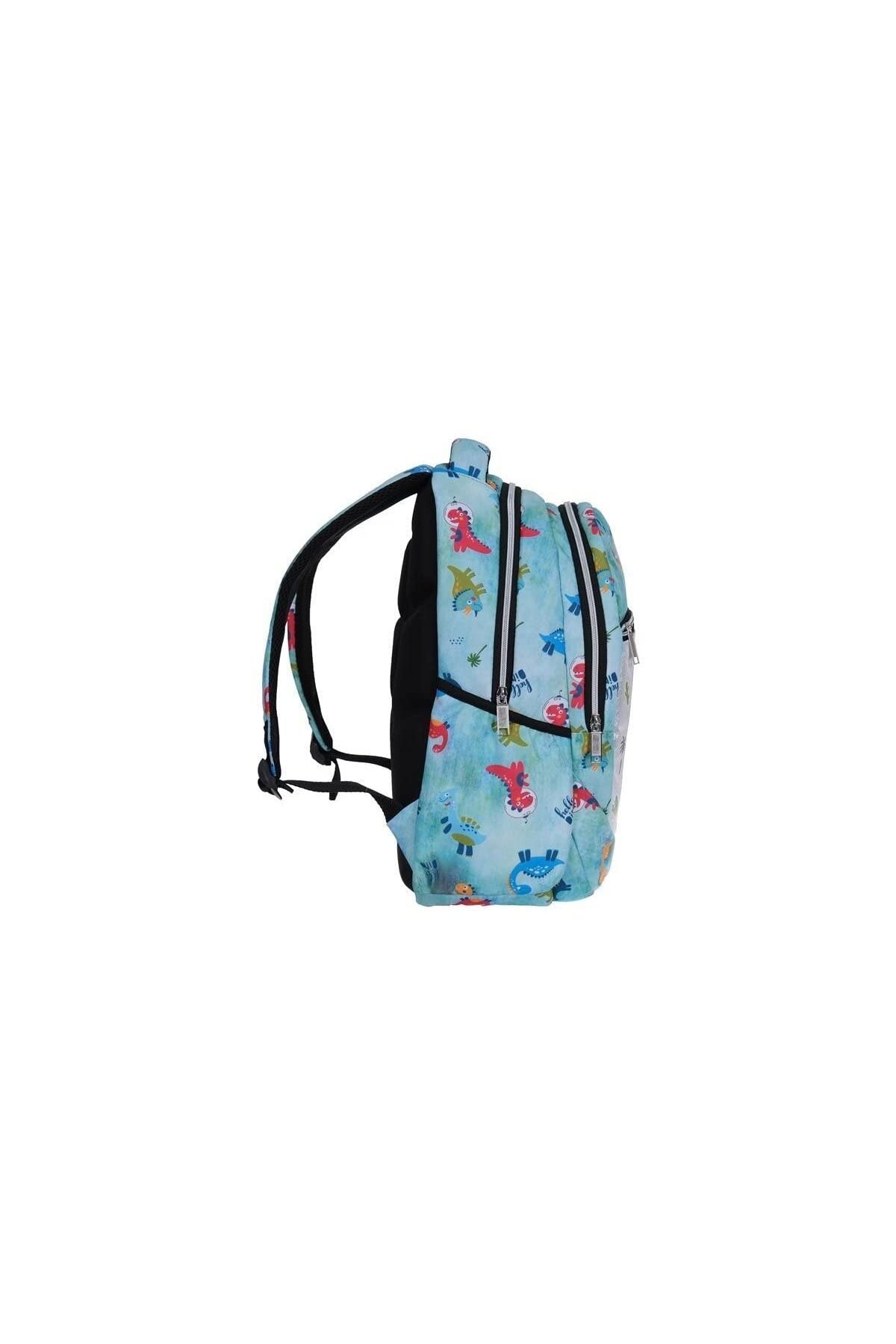 TahTicMer ilkokul Okul Sırt çantası Kız Erkek Unisex Beslenme çantalı Ortopedik 2li Set Dinozor Su Yeşili