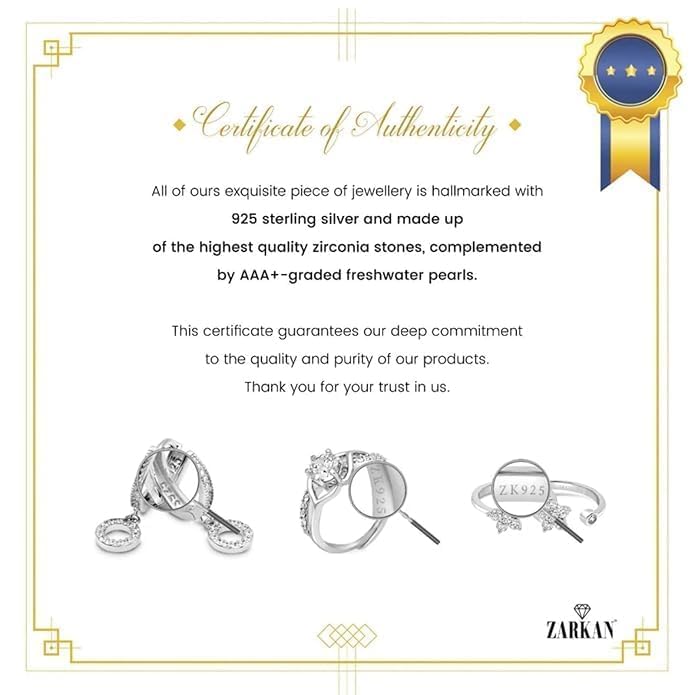 Image of Zarkan 925 Sterling Pure Silver Fruit Heart AD Ring, Adjustable | American Diamond Cut | Gifts For Women & Girls | With Certificate of Authenticity and 925 Stamp