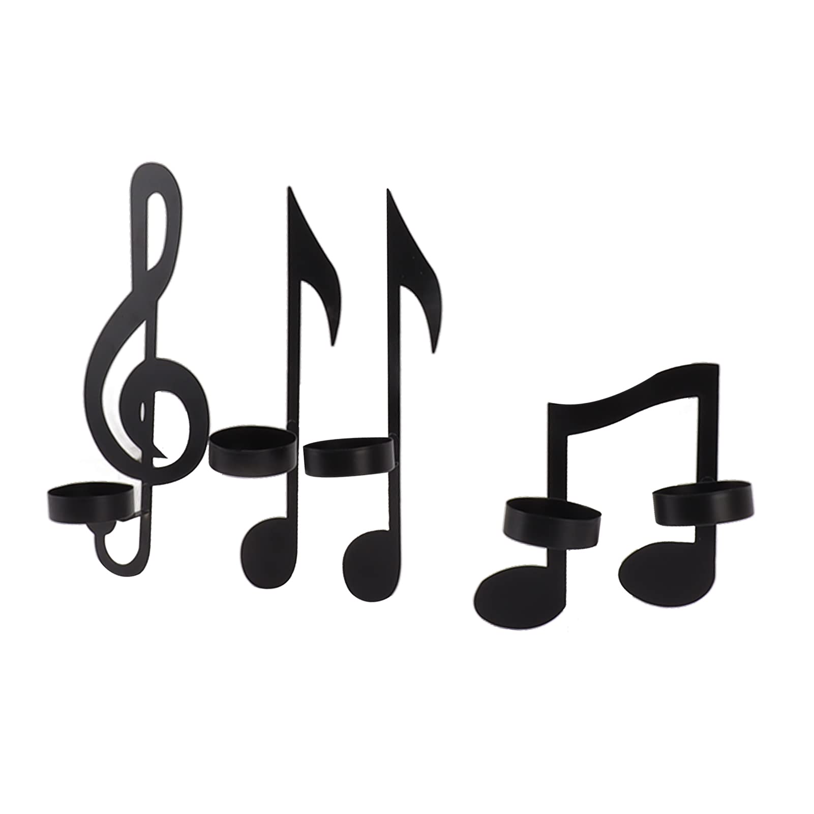 Black Music Note Wall Sconce,Vintage Art Musical Note Candle Holders,Treble Clef Musical Note Wall Decor for Home Office Classroom,Housewarming Gift, 4pcs
