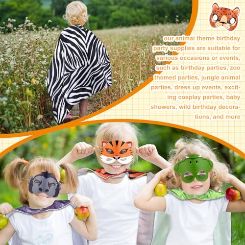Set de 12 máscaras y capas animales safari para niños miniatura 5