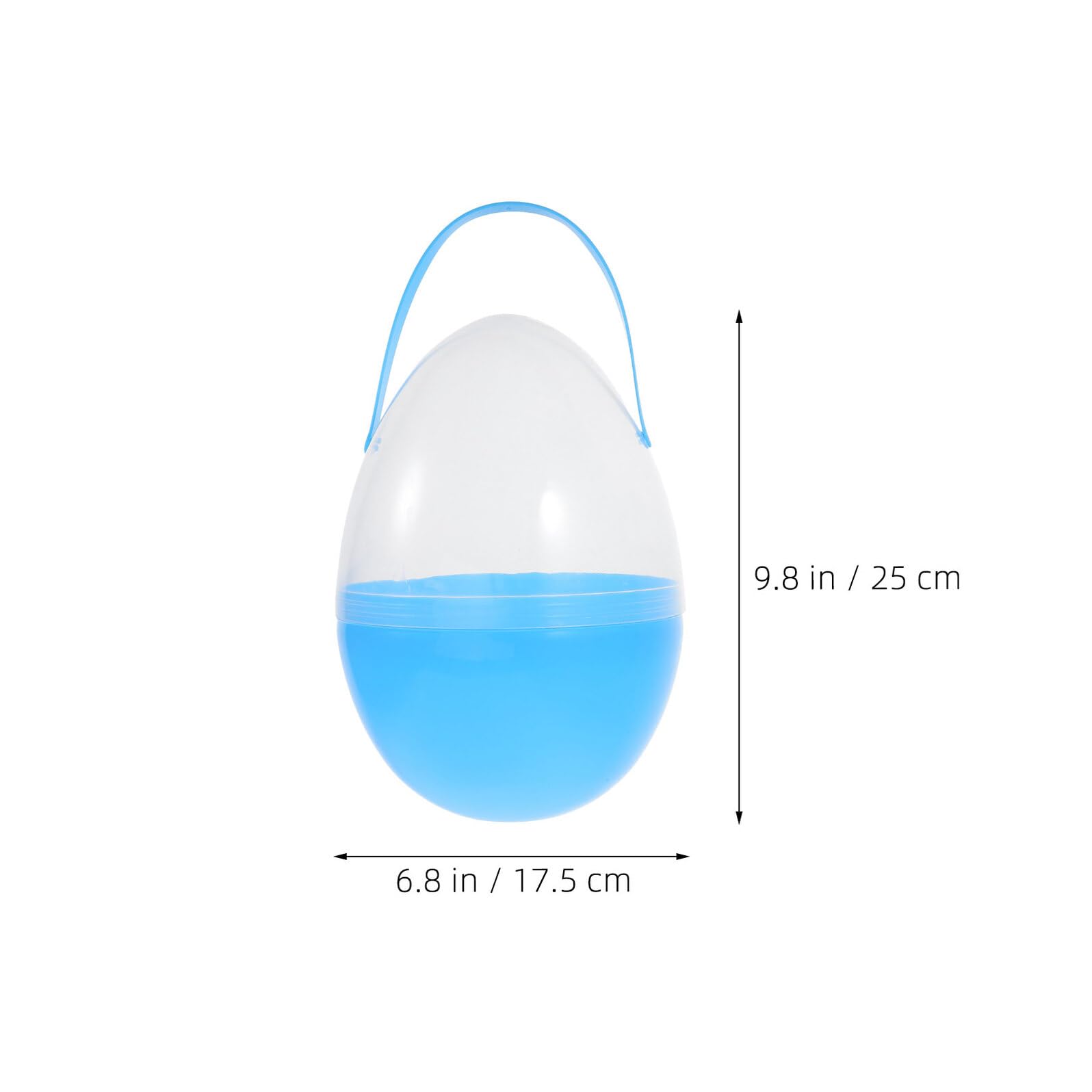 Lot de 3 Œufs de Pâques Géants 25 Cm à Remplir avec Poignée Plastique Léger Transparent Bleu Œufs Creux Décoration DIY et Panier de Pâques