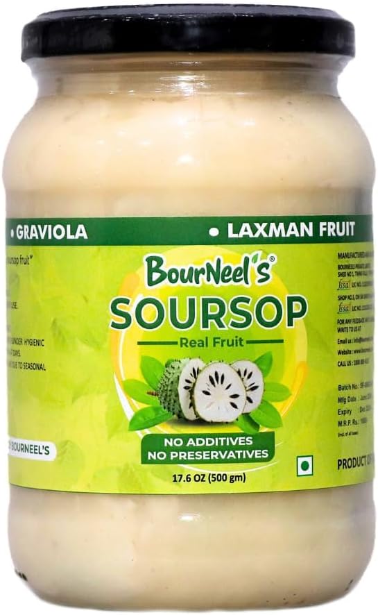 Soursop Fruit Jar 500 gm Pack of 1 | No Preservatives | Soursop Graviola Laxman Phal Fruit | High Vitamin C |