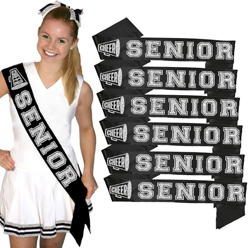 RhinestoneSash Senior Sash Cheer Black - PREMIUM GRADE SATIN Sashes - Cheer Squad Supplies