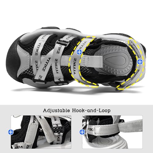 Image of JMFCHI Boys Girls Kids Closed Toe Sports Sandals Summer Water Shoes | Little /Big Kid,Comfortable lightweight,Non-slip soft sole,Hook-and-loop closure,Easy wear,Anti-collision toe,Daily casual
