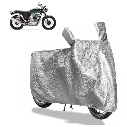 Image of Sulfar Bike Cover for Royal Enfield Interceptor 650 (Standard) | Waterproof, Dustproof & UV Protected | All Weather Two Wheeler Cover (Silver) New 2026 Variants