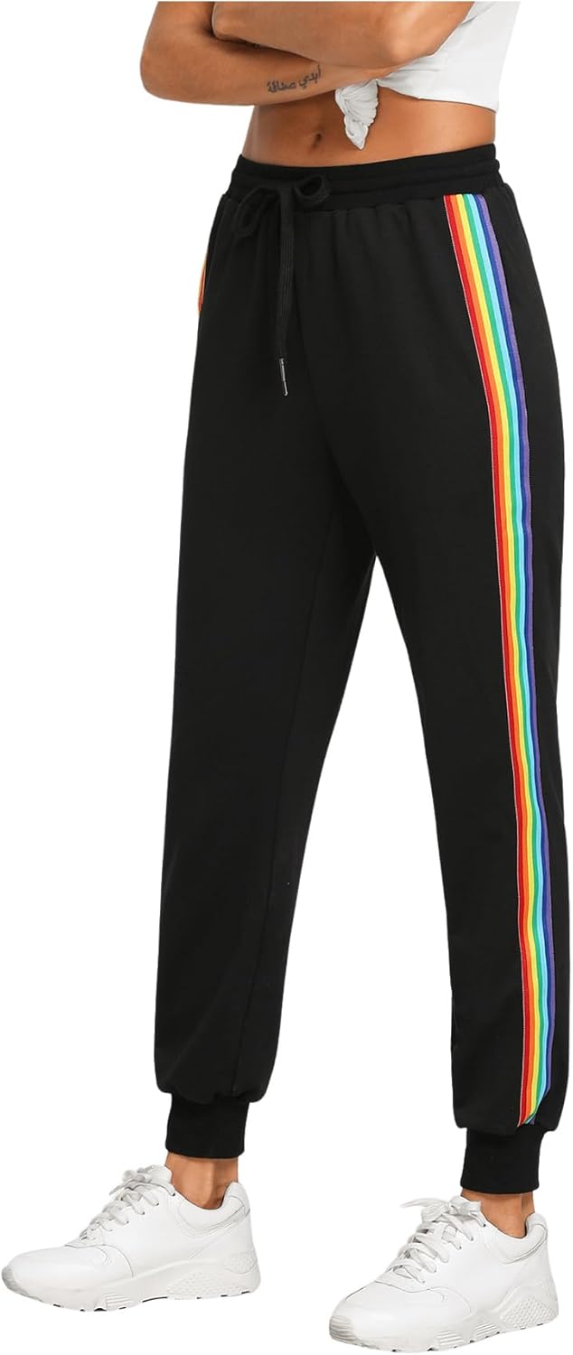 SweatyRocks Women's Drawstring Waist Striped Side Jogger Sweatpants with Pocket - Image 4