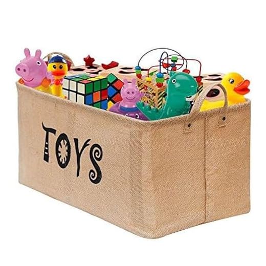 Gimars 22” Caja de Almacenaje para Juguete de Niño 46L,Baúl Portátil Plegable Impremeable para Juguete,56 * 33 * 25 cm,Cesta de Yute Cesta de Oganizador para la Habitación Salón Guardería Infantil