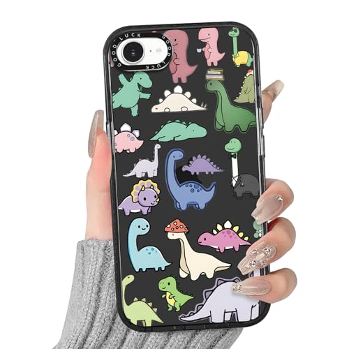 Yirlbey Transparente Funda para iPhone 16e/SE 4/SE 2025, Aesthetic Dinosaurio Motive Lindo Dibujos Carcasa para Mujer, Silicona Flexible Parte Trasera Case Antigolpes para iPhone SE 4 6,1