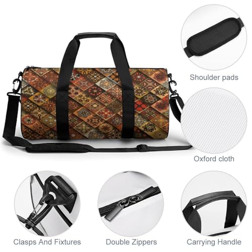 Sac de gym losange marron, sac week-end et duffel bag de randonnée 45cm - 5