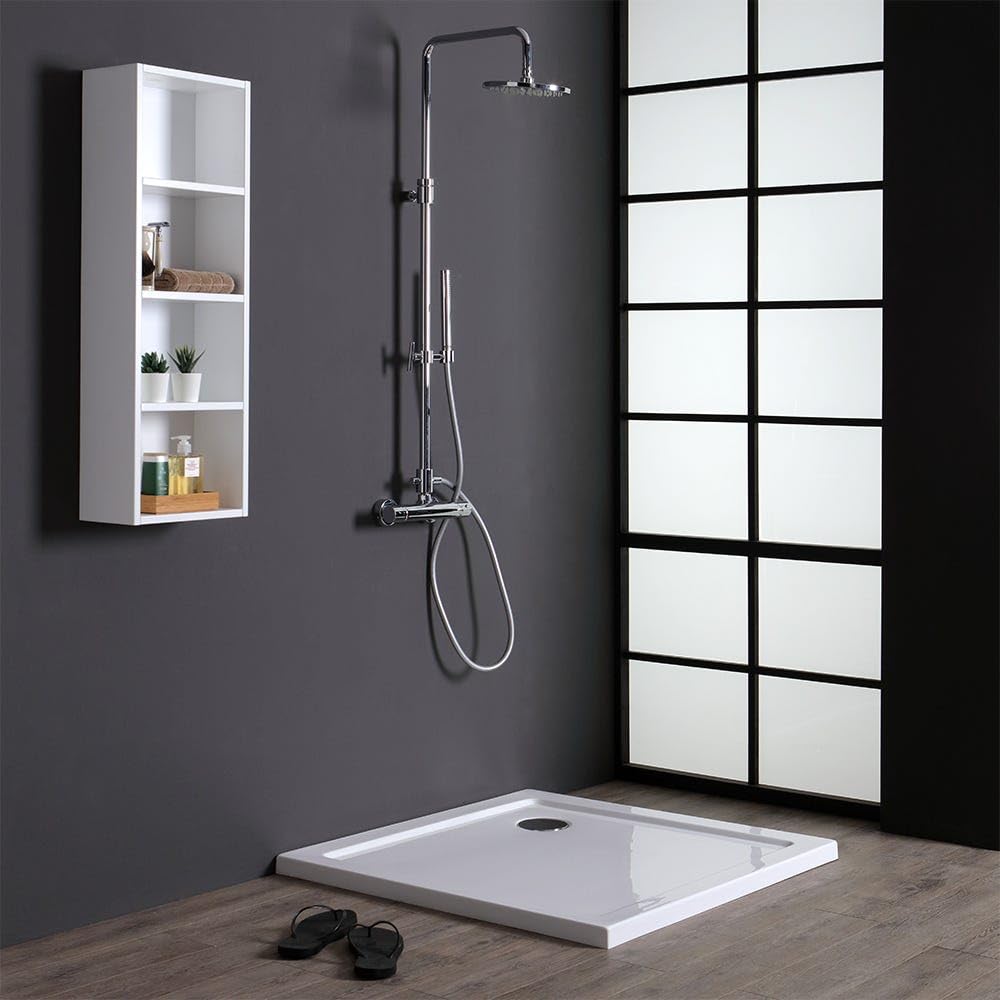 Kiamami Valentina - Plateau de Douche carré 80x80 cm Acrylique et ABS Blanc | Alba