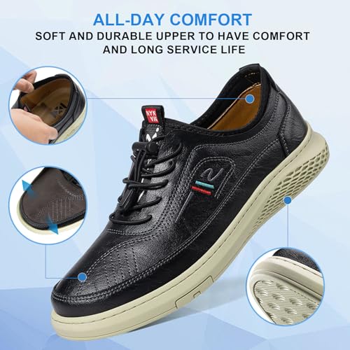 Moodeng Mens Dress Shoes Leather Causal Oxfords Lightweight Formal Business Oxfords Adjustable Lacing Derby Shoes Comfortable Walking Loafers2