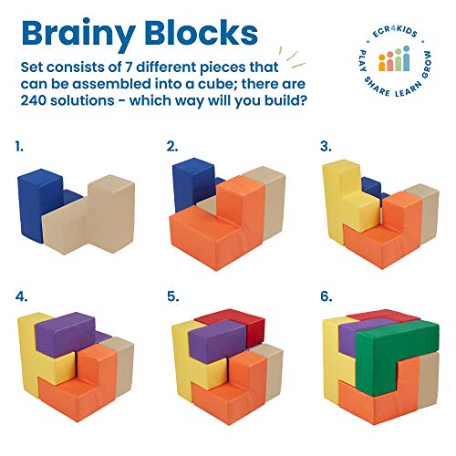 image for ECR4Kids SoftZone Brainy Soft Blocks, Soma Cube Puzzle, Educational Fo