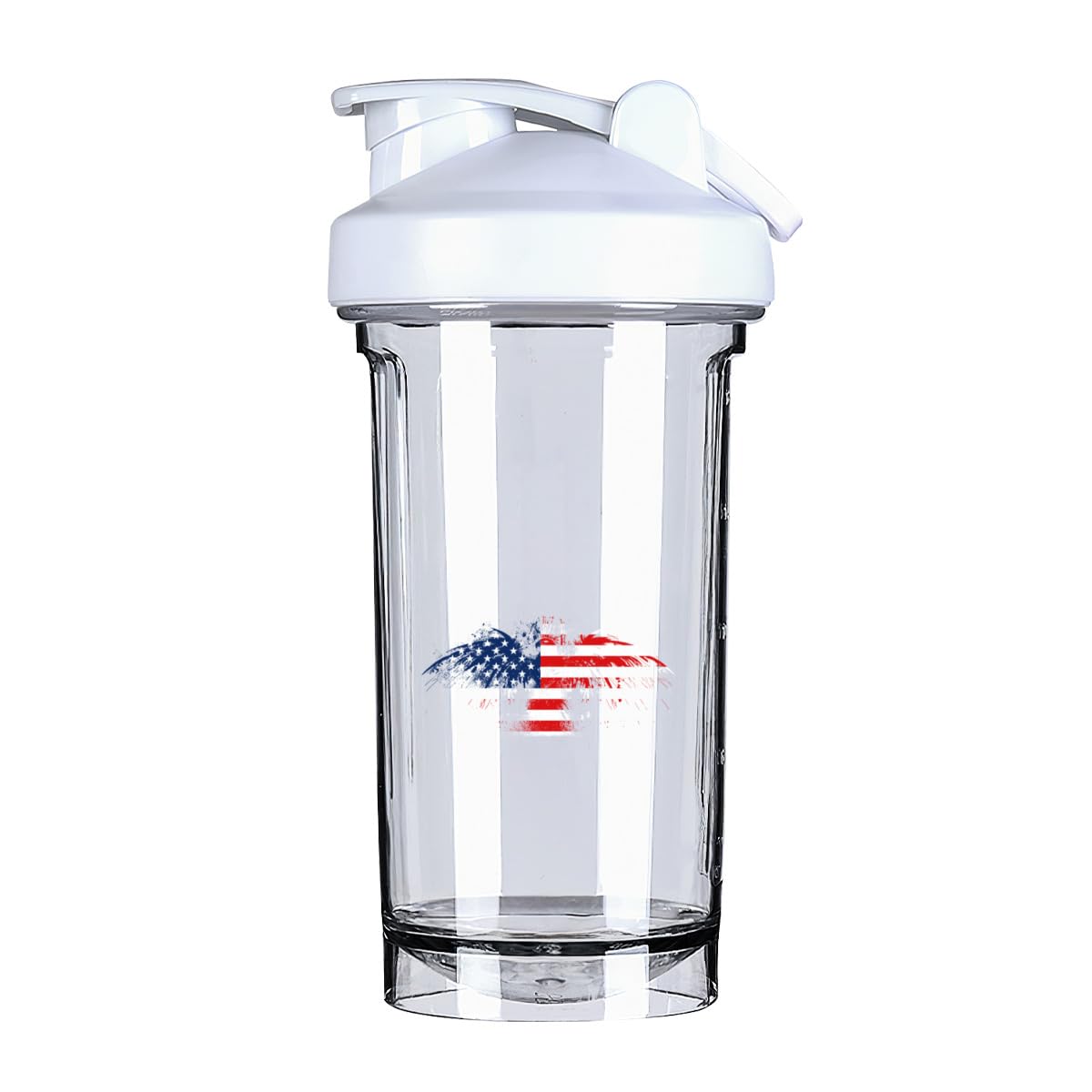 America Flag 18 Ounce Shaker Bottle Drink Mixer Leak-proof Pre Workout Protein Shakes Meal Replacement Shakes Bottles 500ML/18 Oz White
