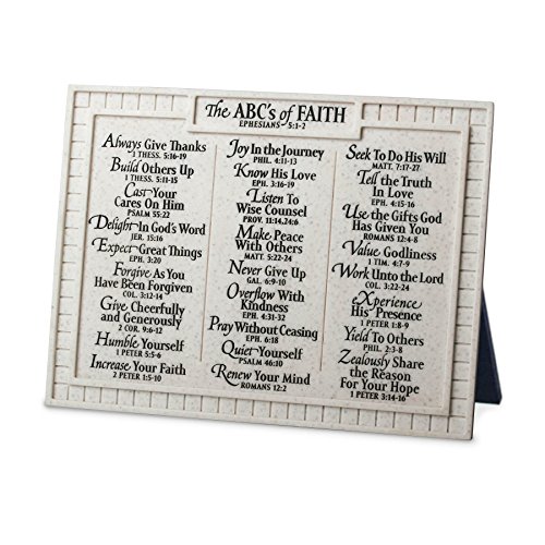 Lighthouse Christian Products CAST Stone Gift Boxed Small Abc's of Faith Desktop Plaque, 8 x 6, Multicolor