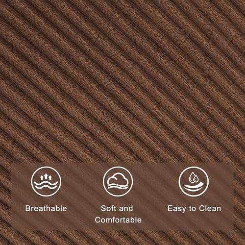Image of Rocking Recliner Chair,Modern Swivel Glider Recliner Chair,Corduroy Fabric Upholstery Recliner,Manual Reclining Sofa Chair for Living Room,Office,Apartment (Brown)