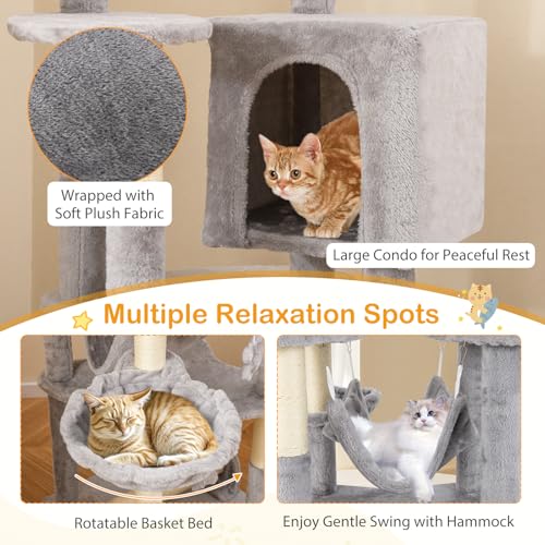 Árbol para gatos gris multi-niveles de 69 pulgadas miniatura 7