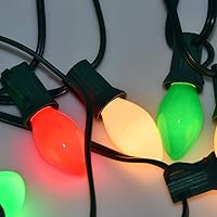 Vista 6 de GOOTHY Luces de Navidad de 25 pies para exteriores, luces de Navidad vintage C7 con 27 bombillas de cerámica rojas, blancas y verdes, luces