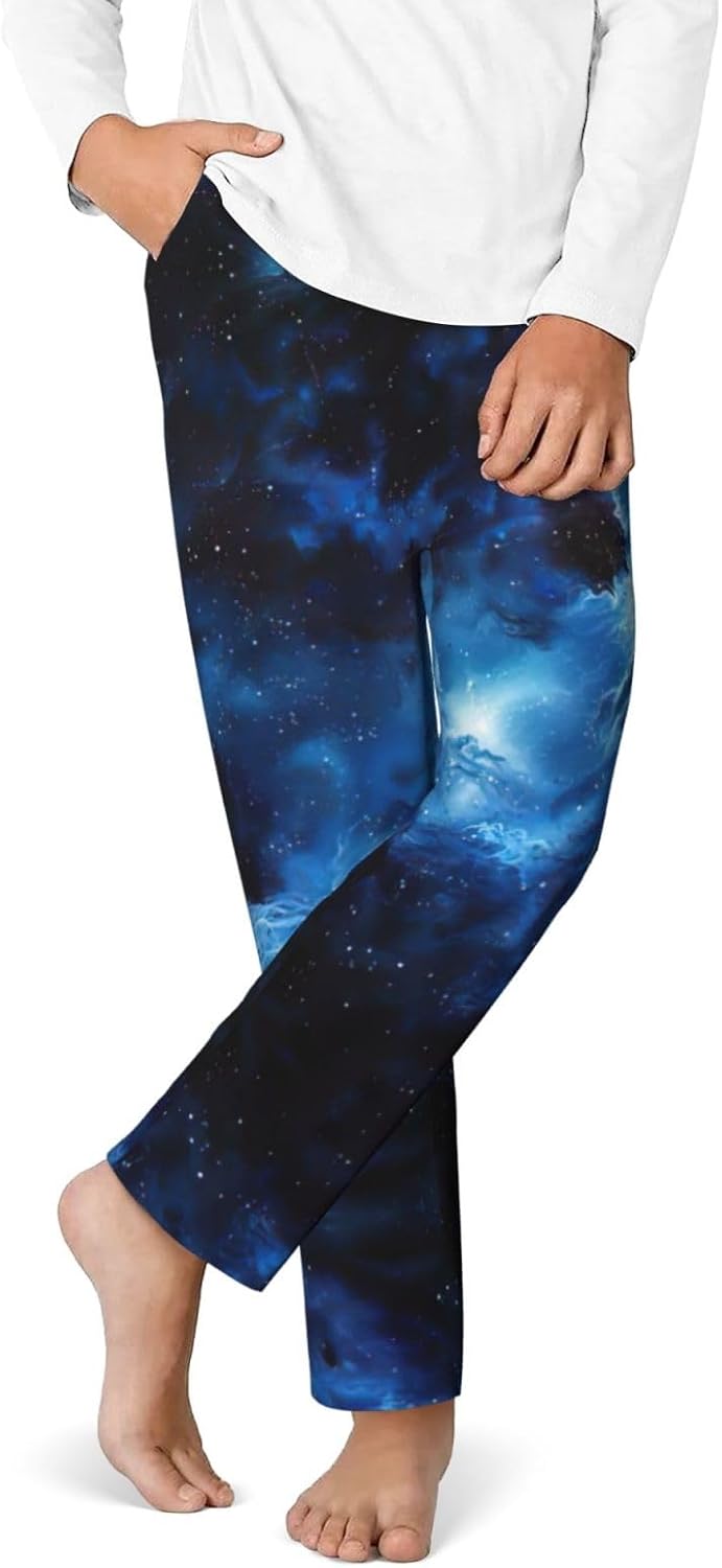 Blue Galaxy Print Comfortable Pajama Pants,Teenagers Pajama Pants,For Both Lounging At Home And Outings