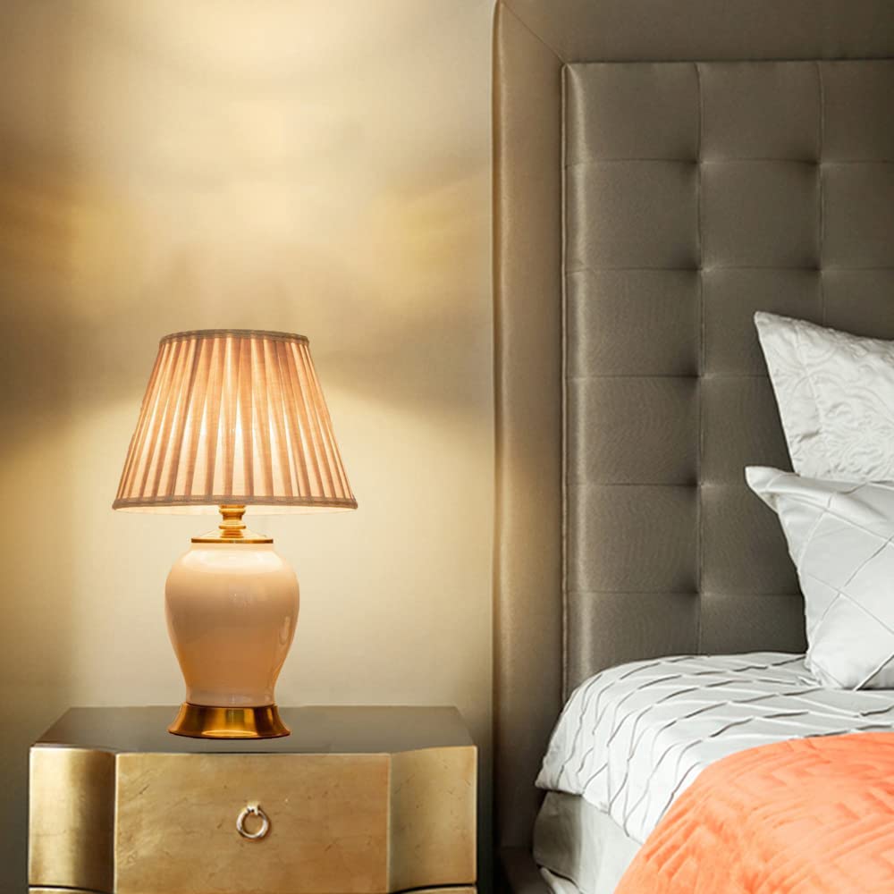 Luci da scrivania antiche, Lampada da tavolo in ceramica Lampada da comodino semplice per camera da letto, Lampada da lettura per studio da tavolo E27 Illuminazione per soggiorno, Decorazioni per