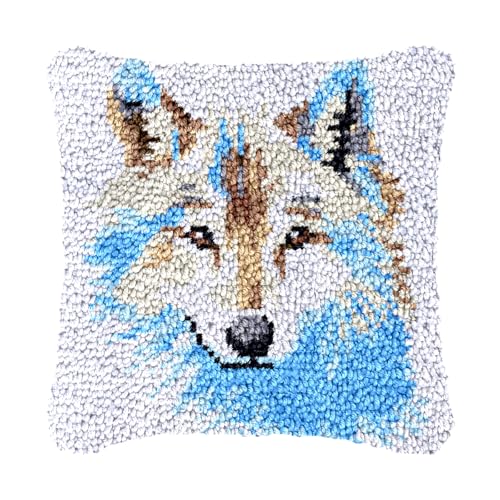 Image of bositigo Dog Latch Hook Pillow Kit for Adults & Kids, DIY Pre-Printed Canvas Craft, 17x67 Inch Decorative Cover for Sofa Cushions, Bedroom Decor (Dog Pattern 51)