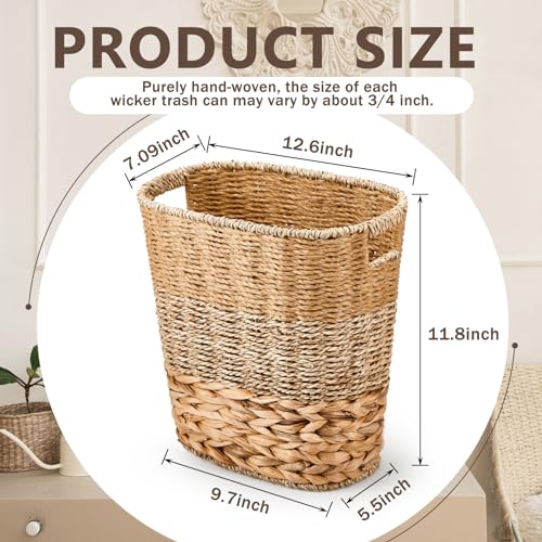 Image of Ziliny 2 Pcs Wicker Trash Can with 50 Tarsh Bags, Classic Style, Mix Color