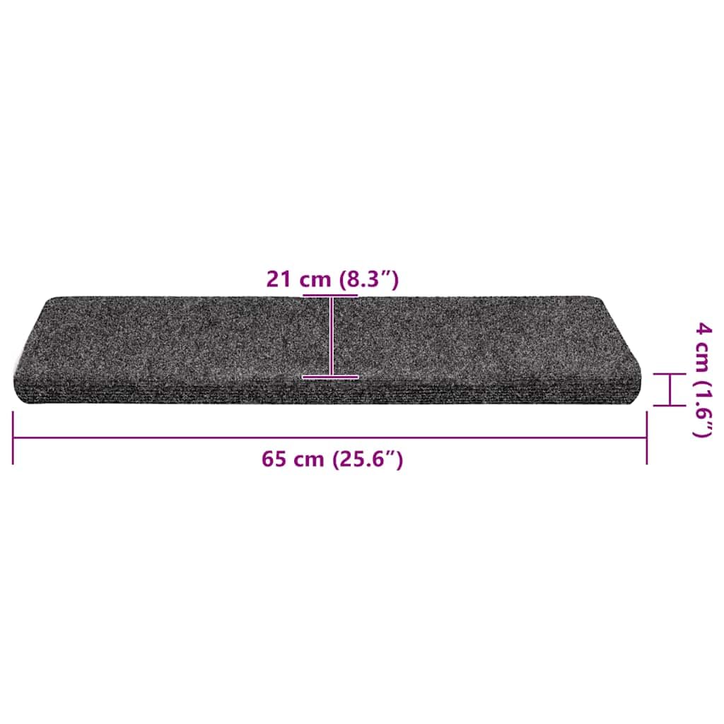 Alfombrillas autoadhesivas para escalones, 30 unidades, 65 x 21 x 4 cm, color gris oscuro, borde rectangular, antideslizantes, de polipropileno, lavables a máquina, para reducir el ruido