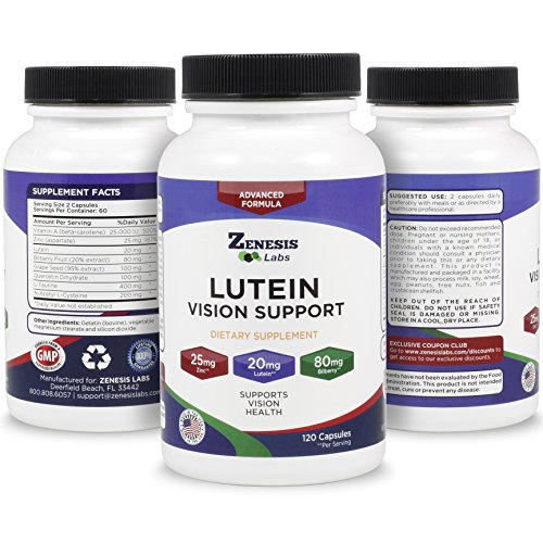 image for Zenesis Labs Lutein Vision Support - Essential Eye Vitamin - with Bilb