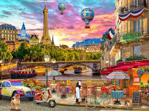 Vermont Christmas Company Parisian Sunset Jigsaw Puzzle 550 Piece – Large Pieces – Fully Interlocking & Randomly Shaped – 24″ x 18″