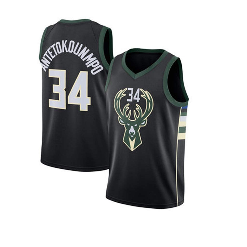 Disery Men's Basketball Jersey Milwaukee Bucks #34 Giannis Antetokounmpo Sports Quick-Drying Training Workout Clothes Training Suit Basketball Uniform Sports Vest,XL