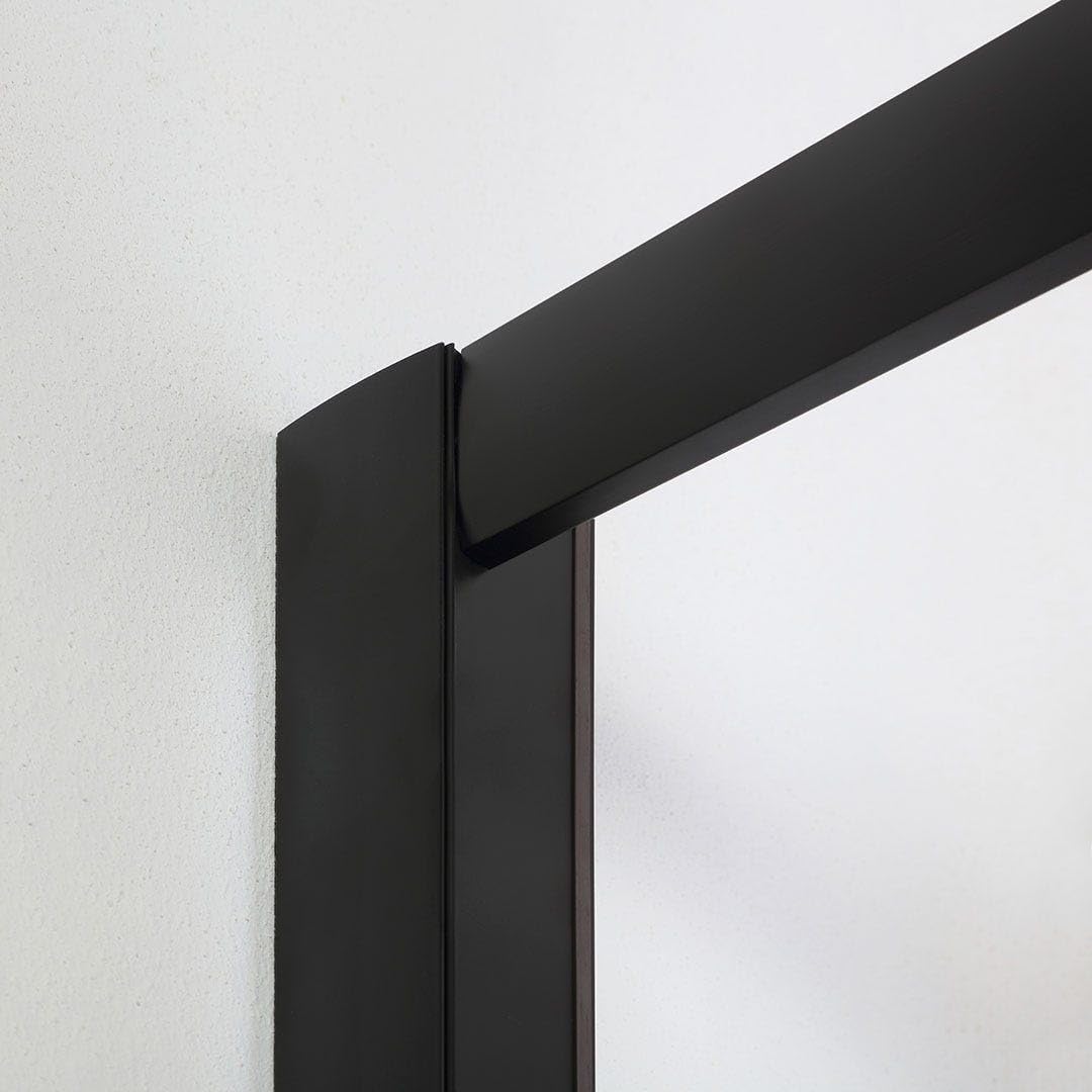 Kiamami Valentina - Porte de douche niche 130 cm noir mat avec installation réversible | City