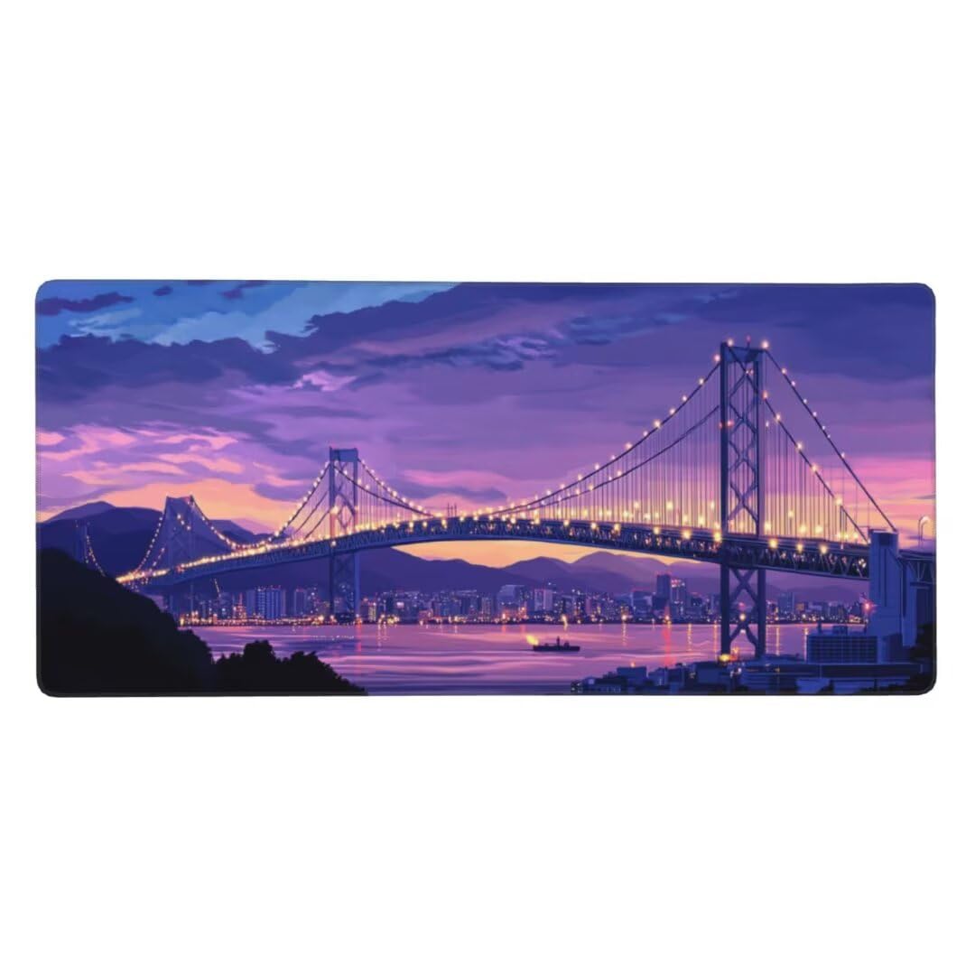 Tappetino Mouse XXL 1000x600x3mm Tappetino Mouse Ponte Lago Impermeabile Tappetino Gaming Mouse Pad XXL Tappetino Scrivania, Base Antiscivolo Migliora Precisione e Velocità per Desktop/Ufficio