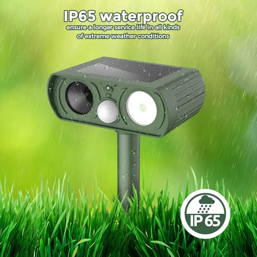 Pimag Solar Ultrasonic Animal Repellent Outdoor, Deer Repellent Devices Motion Detection, Waterproof Cat Squirrel Mouse Raccoon Dog Bird Repellent Deterrent With Led Flash Light For Yard Farm Garden thumb #3