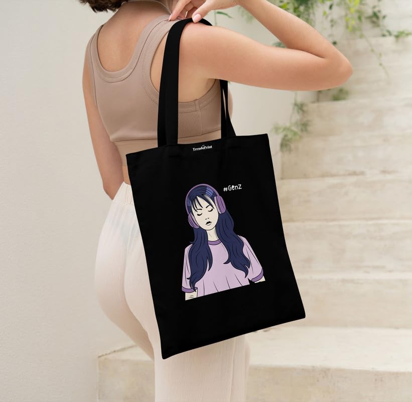 Image of TrendoPrint Reusable Shopping Bag Canvas Tote Bag for Grocery, College, Office & Shoulder Handbag Travel Bag for Men and Women (14x16 inches)