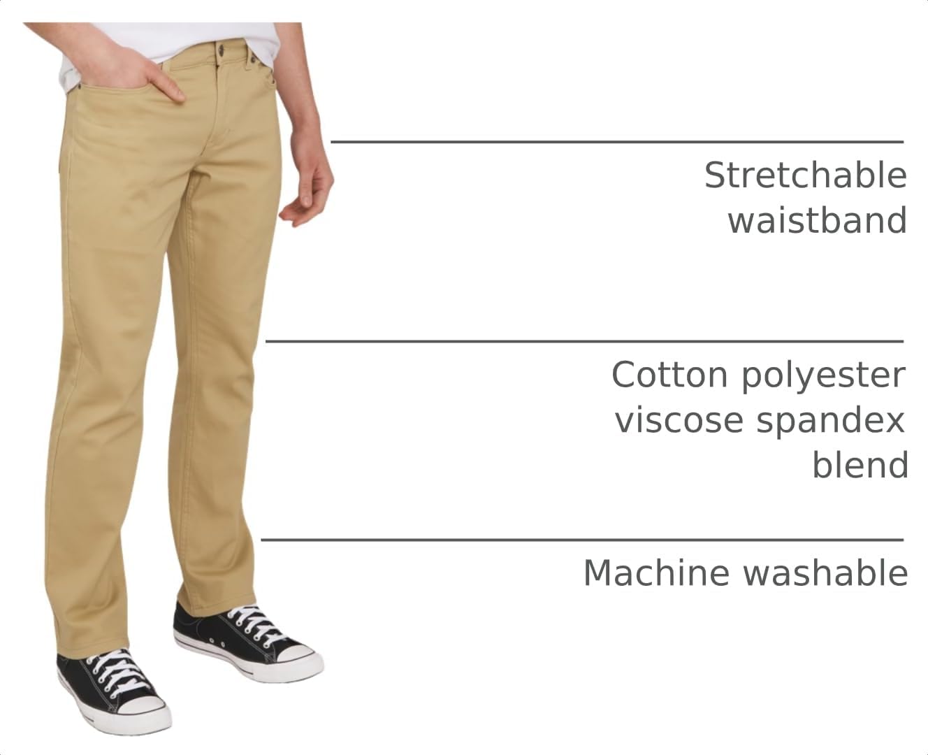 Quiksilver Men's 5 Pocket Straight Fit Stretch Waist Casual Chino Pants