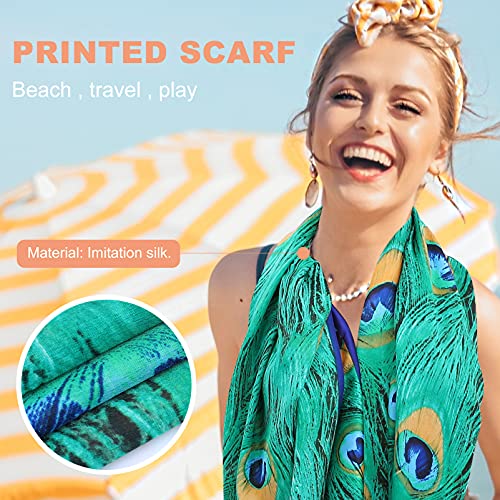 SOIMISS Lenço de Seda Pavão Prints Cetim Lenços Xales de Verão Lenço Bandana Cabelo Cabeça Dormir En