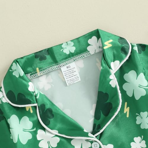 Toddler Girl Boy Easter Satin Pajamas Summer Fuzzy Bunny Print Button Down Shirt Shorts Girls Kids Silk Pajama Set4