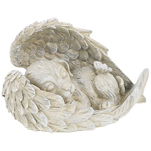 Hund Engel Figur, Harz Tierstatue - schlafende Hund mit Flügeln - Haustier...