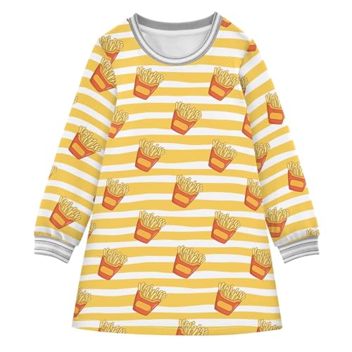 Girls Dresses Toddler Girl Clothes French Fries Winter Casual Long Sleeve for Kids 2-8 Years