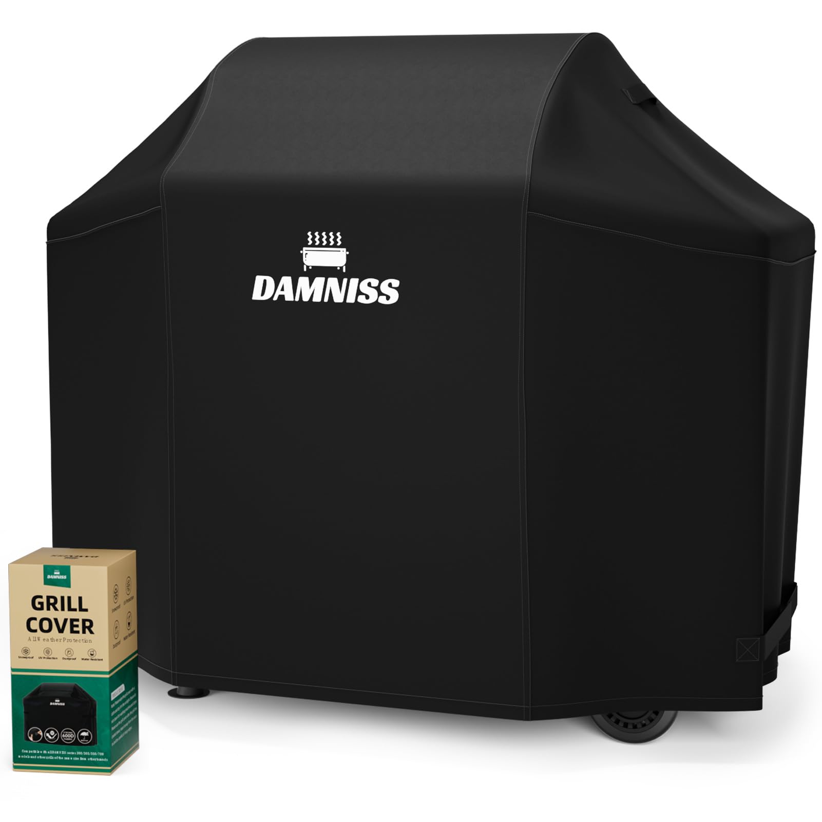 Universal-Grillabdeckung Aus Polyester – Wasserdicht, 58 Zoll, Für Pellet-, Gas- & Holzkohlegrills | Schützt DAMNISS 300/305/550 Serie