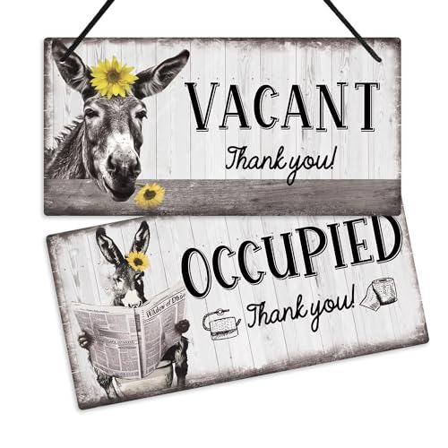 Putuo Decor Vacant Occupied Sign Occupied Sign for Bathroom Door Double Sided Hanger Plaque for Home Bathroom Office Restroom Conference Hotel Hospital Privacy Sign Donkey Grey