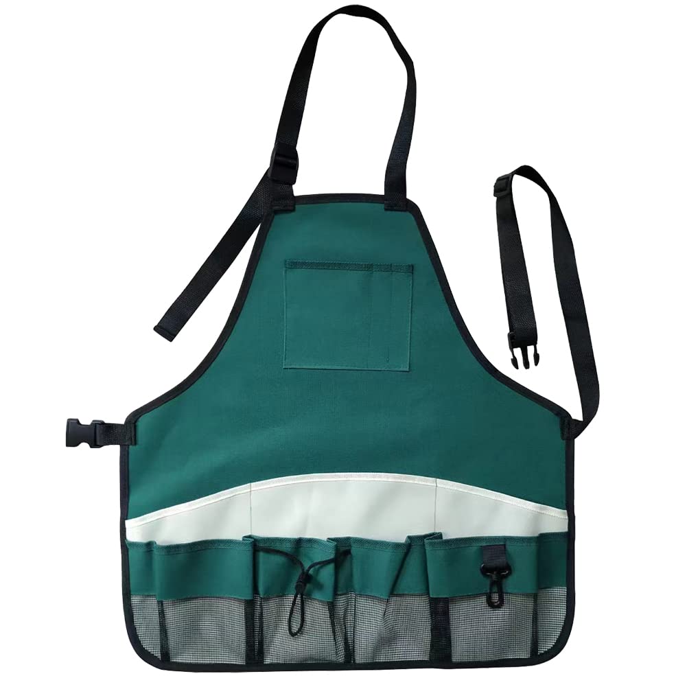 Tablier de jardinage avec poches, ceinture à outils de jardin en tissu Oxford imperméable réglable pour jardinier, menuiserie, femmes, hommes, travailleurs, Vert, 54 x 51cm