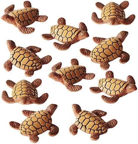 10 Pack Sea Turtle Miniature Turtle Statue Resin Figurines Fairy Garden Accessories Cake Toppers Decorations DIY for Succulent Planter Moss Landscape Terrarium Home Outdoor Décor (10, Sea Turtle)