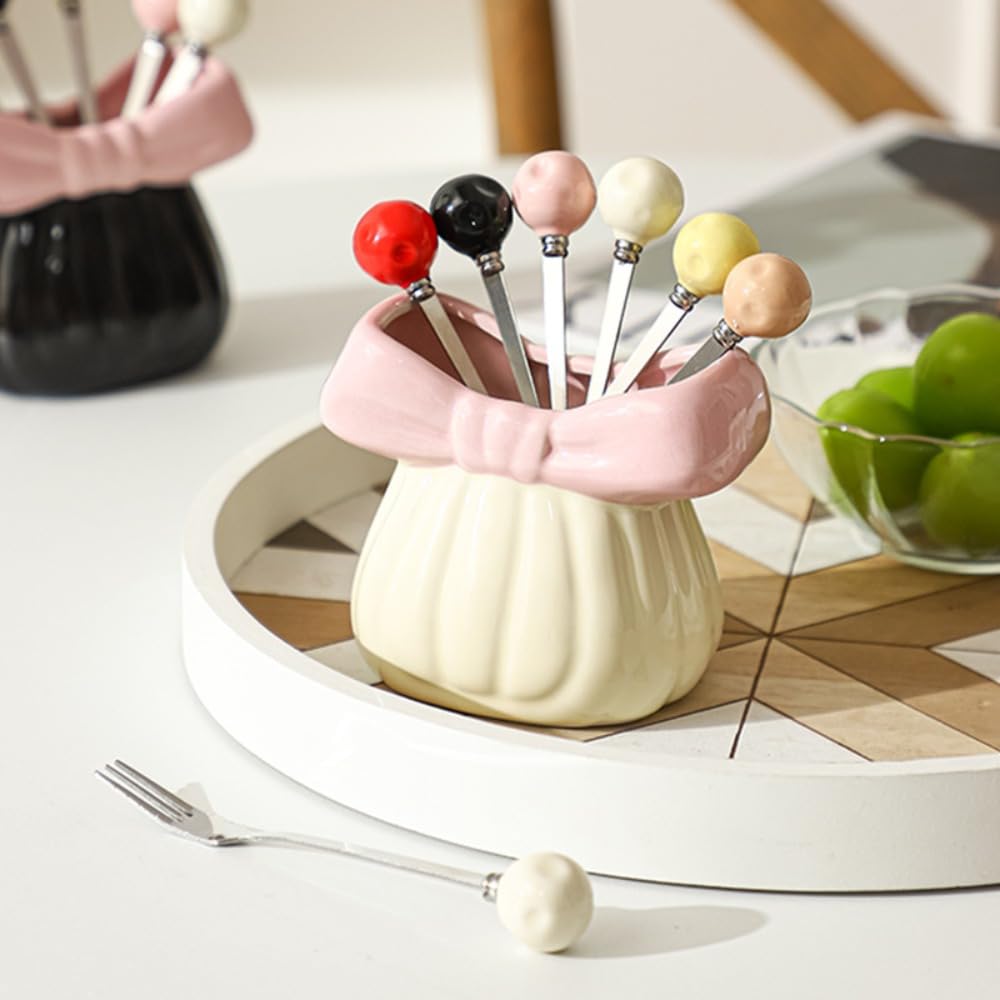 (6 Stück) Edelstahl Obstgabel Set Vorratsglas Haushalt Dessert