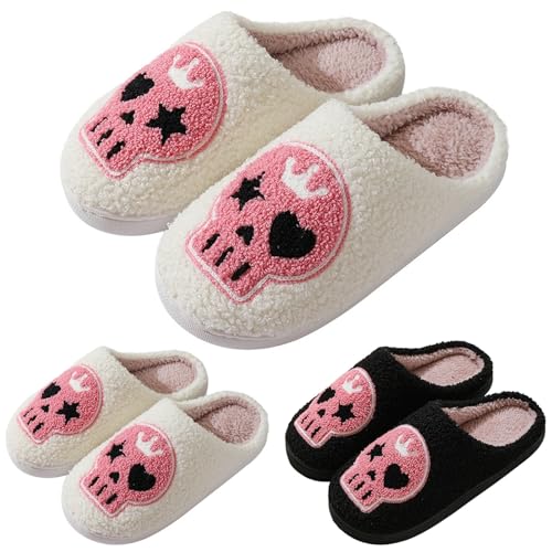 Halloween Slippers for Womens Mens Home Comfy Memory Foam Fuzzy Soft Bedroom Slides Plush Warm Slipper Non-Slip Sole Winter Wool Lined Indoor Outdoor House Shoes