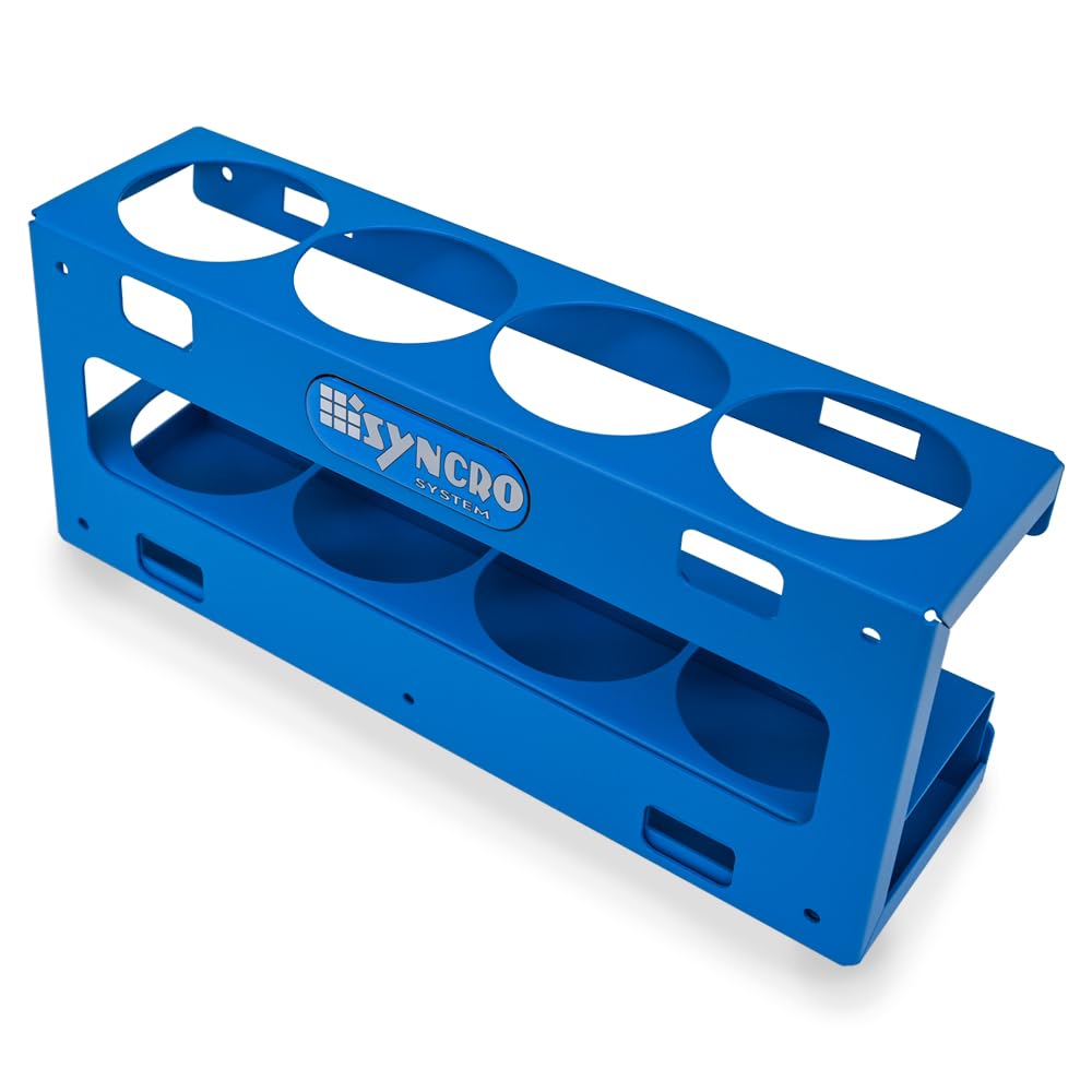 SYNCRO SYSTEM Porta bombolette spray in alluminio per scaffale furgone officina mobile – 4 posti diam. 65mm fianco 31cm