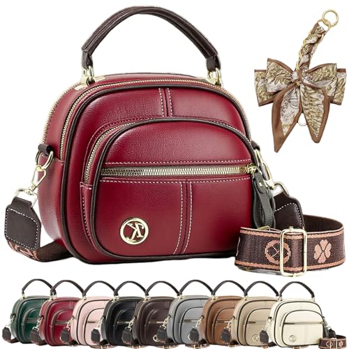 GDSAFS Easiotward Crossbody Bag, Multifunctional Compartments Adjustable Wide Shoulder Strap Leather Crossbody Bag