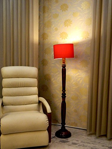 Image of tu casa Mango Wooden Floor Lamps (Red)